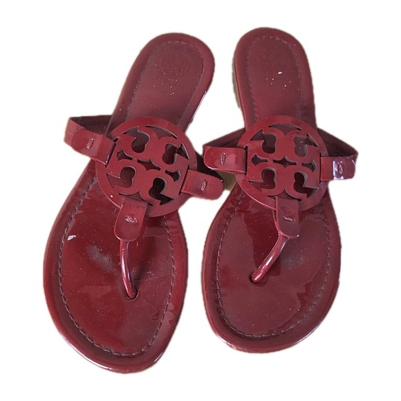 LOT OF 2 Tory Burch Miller Leather Sandals Women's Size 7 Brown Leather Red - Picture 4 of 16